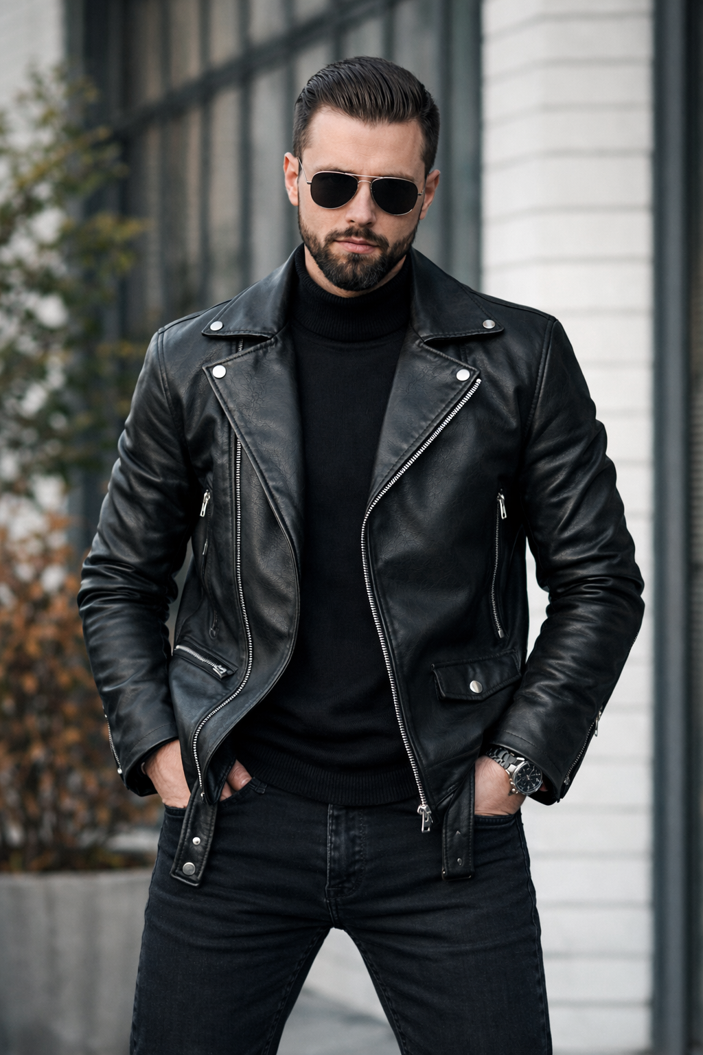 Men Solid Biker/Riding Jacket